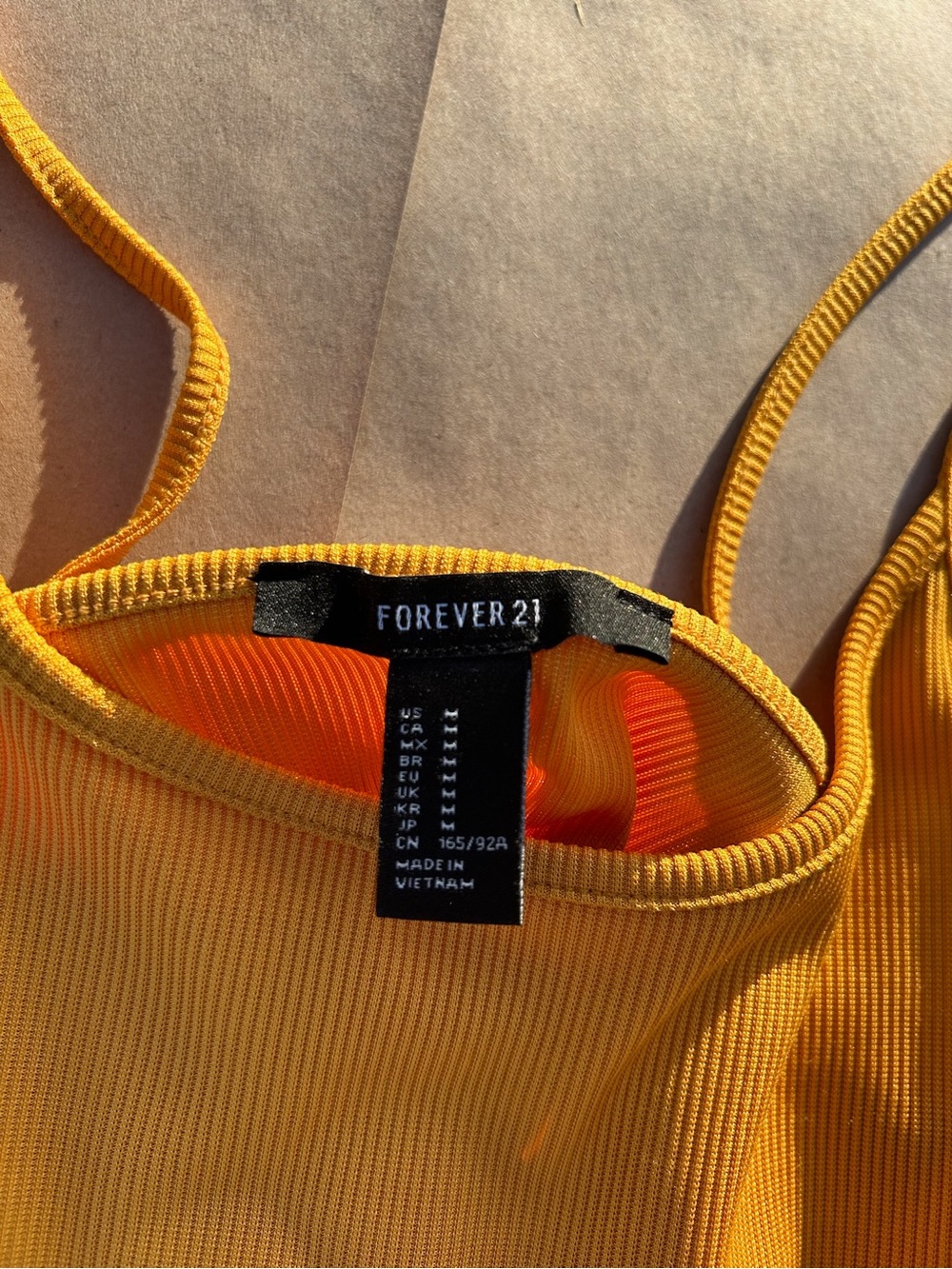 Yellow Ribbed Spaghetti Strap Bodysuit - Picture 3 of 12